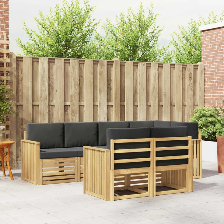 vidaXL Outdoor-Sofagarnitur 7 stk. 7-Sitzer Weiß und Anthrazit 3391992 – Bild 1