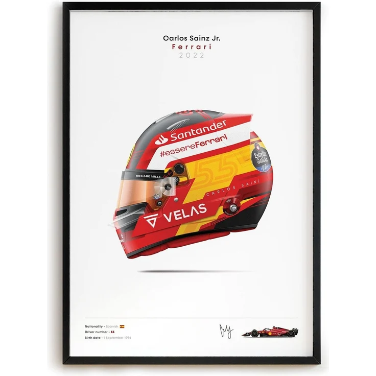 Poster Formel 1 Rennwagen Helm Rennfahrer Name Unterschrift · Deko Print ohne Rahmen - I Leclerc / 40x60 cm – Bild 8