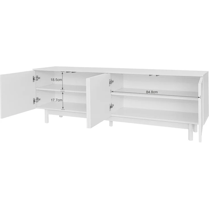 Merax Leichte Lowboard-TV-Möbel im Luxusstil, strukturierte Türen, verstellbare Trennwände, Weiß – Bild 9