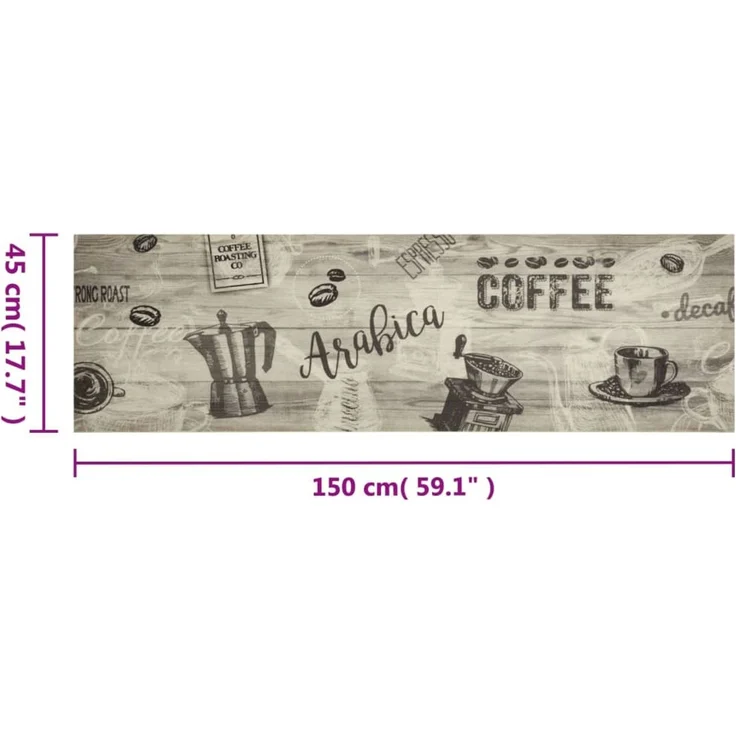 vidaXL Küchenteppich Waschbar Kaffee Grau 45x150 cm Samt 4005581 – Bild 5