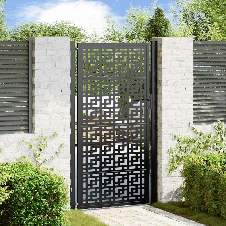 vidaXL Gartentor Schwarz 100x175 cm Stahl Kreuz-Design 4101002