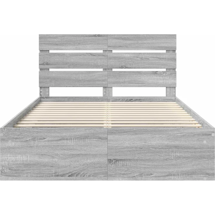 vidaXL Bettrahmen Graues Sonoma 140 x 190 cm Massives Kiefernholz 3411749 – Bild 6