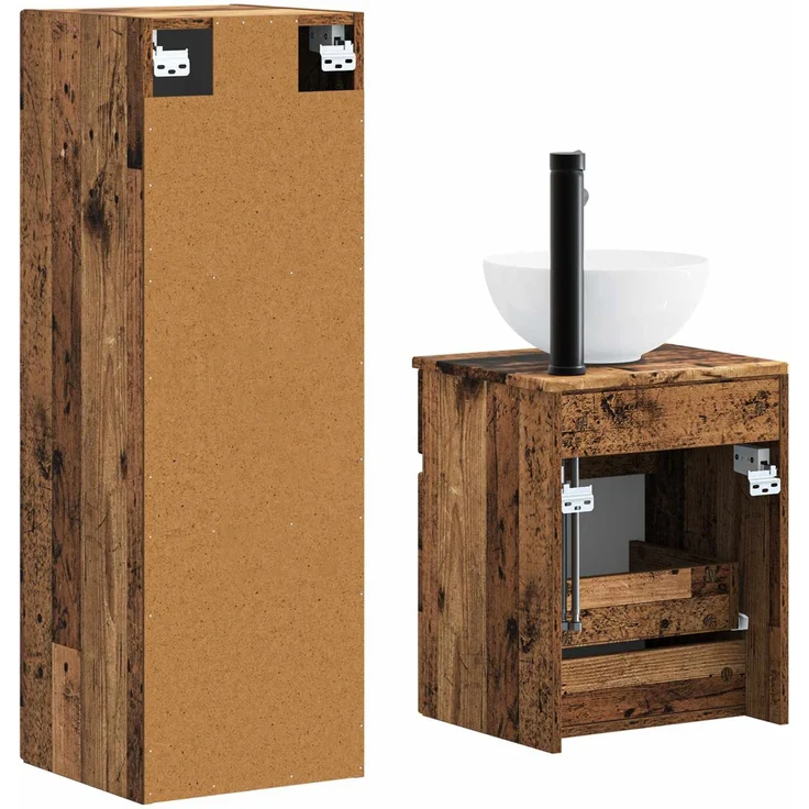 vidaXL Badezimmerschrank-Set 2 stk. Altholz 33 x 34,5 x 100 cm 3406141 – Bild 5