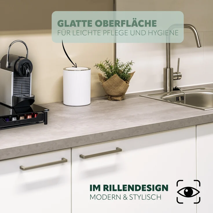 bremermann Kosmetikeimer Mini-Kosmetikeimer GAVELLO mit Schwingdeckel / mit Rillendekor, 1,5 L – Bild 3