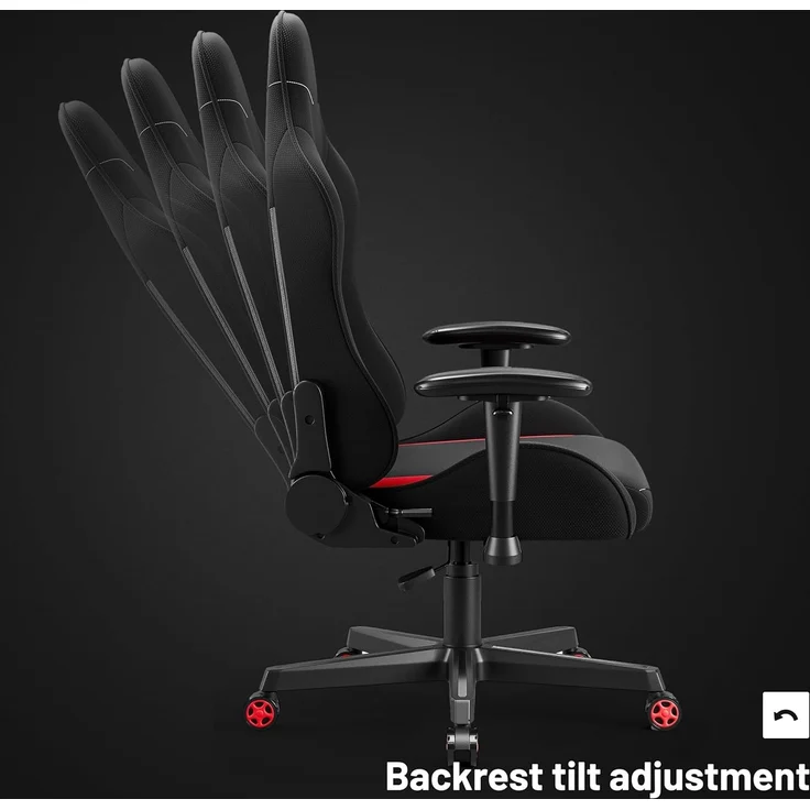Diablo Gamer Stuhl Stoff | Gaming Stuhl Ergonomisch mit Stoffbezug, Verstellbare Armlehnen, Kippmechanismus | Schreibtischstuhl Gaming, Bürostuhl Gaming bis zu 136 kg | X-Starter | Schwarz – Bild 4