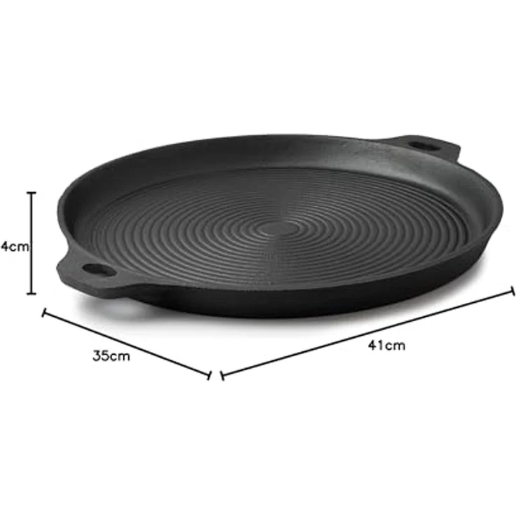 BBQ-Toro Grillplatte Gusseisen Plancha Ø 35 cm, Grillplatte, rund, BBQ Grillpfanne – Bild 6