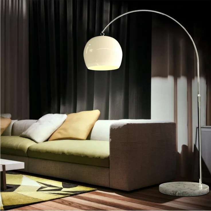 CCLIFE LED E27 Bogenlampe höhenverstellbar Marmorfuß weiß orange Stehlampe Stehleuchte Standleuchte Bogenleuchte Bogenstandleuchte, Farbe:Weiss, höhenverstellbar 130-180cm