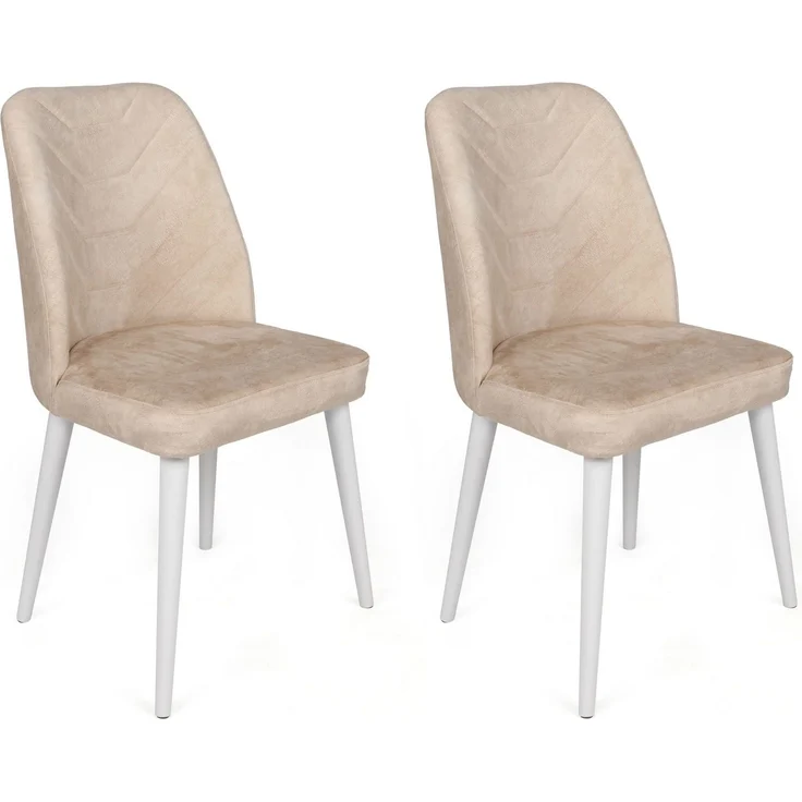 Skye Decor 'Dallas-580 V4' Stuhlset (4-teilig), Beige / Weiß, 50 x 90 x 49 cm – Bild 3