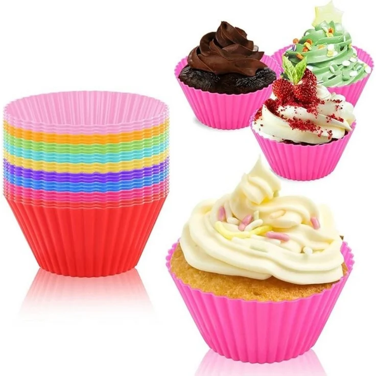 FELIXLEO Silikonform 32 Stück Silikon Muffinförmchen Wiederverwendbare Cupcake Backform, (1-tlg) – Bild 4