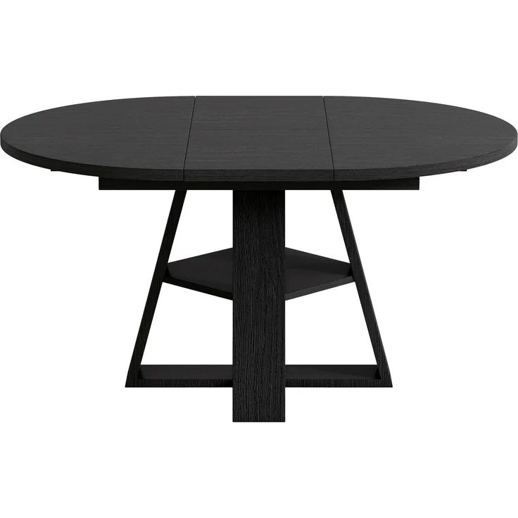 Esstisch ausziehbar, Ø 110 cm, ausgezogen B 150 x T 110 x H 75 cm, MDF in Schwarz mit Ablage – Bild 9