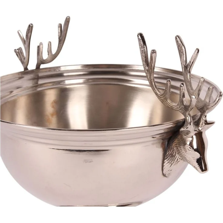 Casa Padrino Luxus Weinkühler Silber Ø 27,5 x H. 21,5 cm - Sektkühler Pokal mit Hirschkopf Griffen – Bild 2