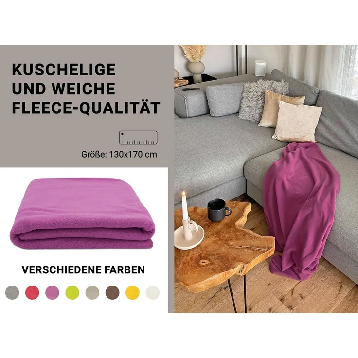 ZOLLNER Kuscheldecke, 130x170 cm, fuchsia (pink) – Bild 4