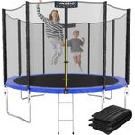 KINETIC SPORTS Trampolin Outdoor 'Salto Plus' - Komplett-Set für Kinder, USA Sprungtuch, Netz, Randpolster, Leiter, Blau-2, Ø 183 cm