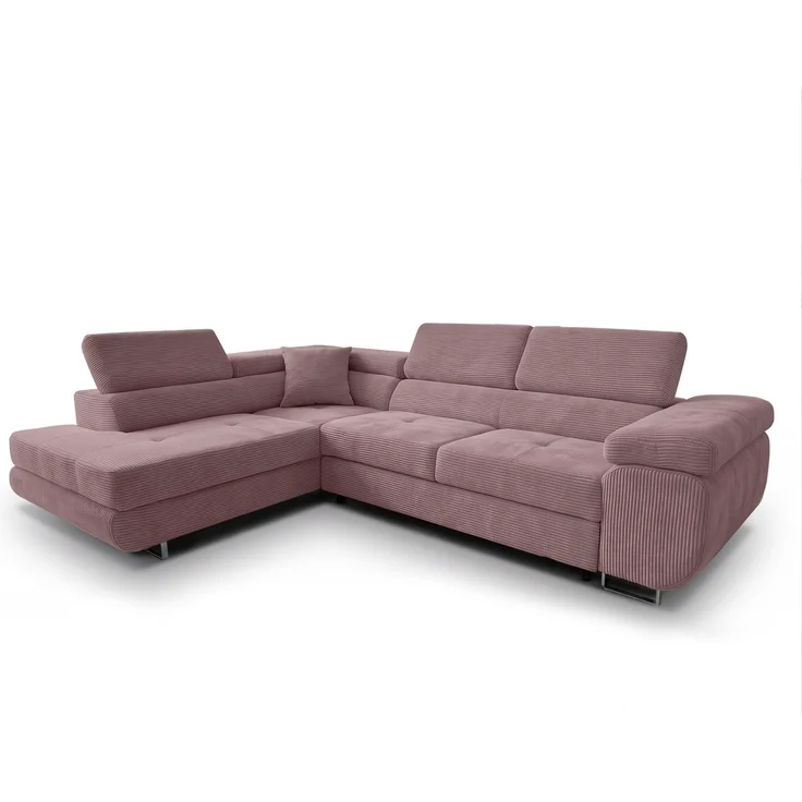 AX LIVING Konak Cord-Schlafsofa L Rosa 276 cm breit mit Bettkasten, Kopfstützen – Bild 7