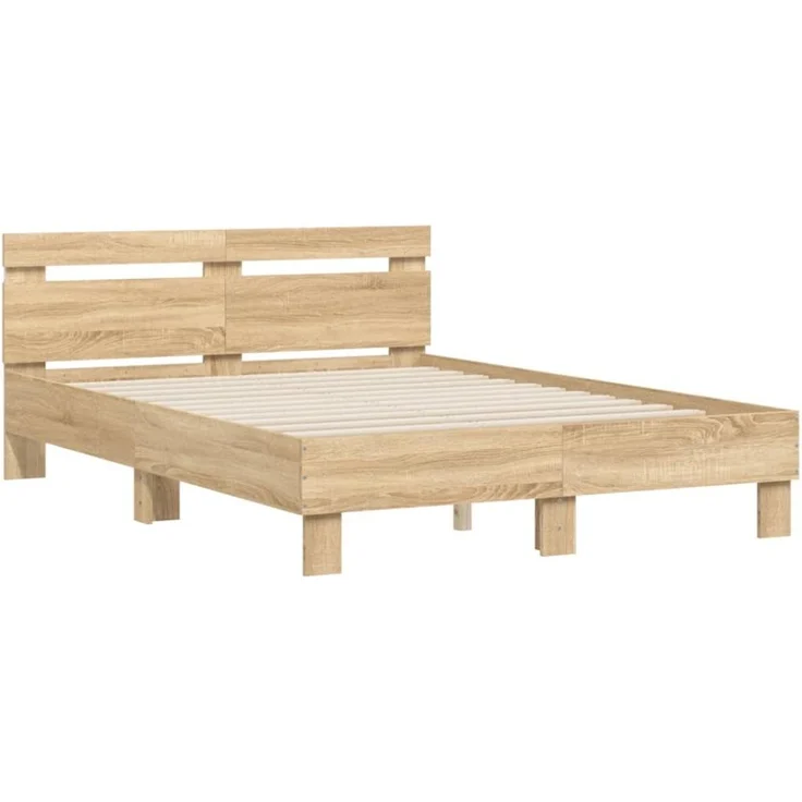 vidaXL Bettgestell mit Kopfteil LED-Beleuchtung Sonoma-Eiche 120x200cm 3207555 – Bild 3