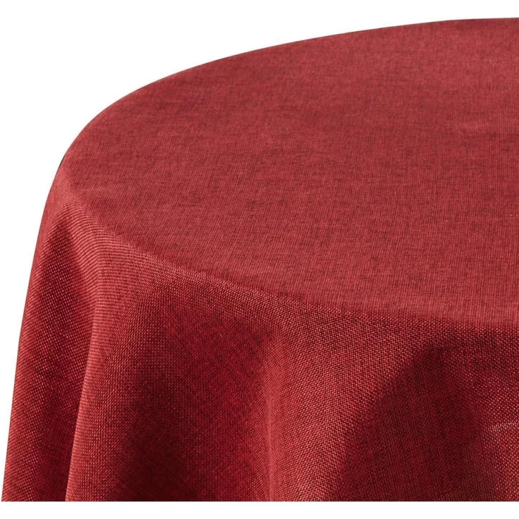 Tischdecke wasserabweisend Leinenoptik abwaschbar 140 cm (Rund) Rot – Bild 1