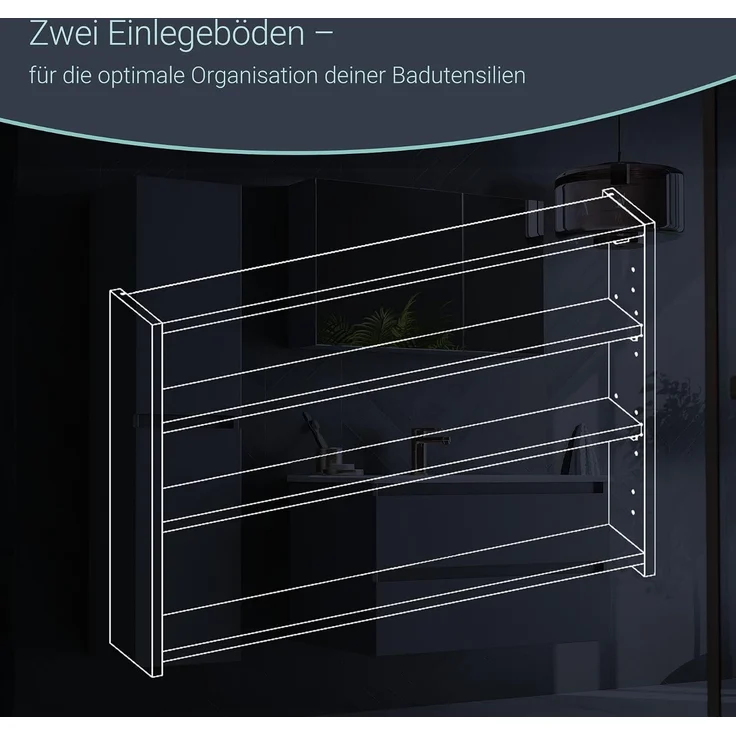 BADEDU GERS Spiegelschrank 80 cm breit, Grau – Bild 6