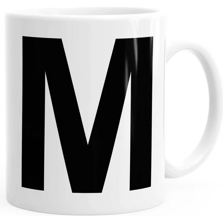 MoonWorks Tasse Kaffee-Tasse Buchstaben Buchstabe Arial Bold glänzend Kaffeetasse Teetasse Keramiktasse MoonWorks®, Keramik – Bild 1
