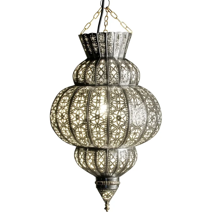 Marrakesch Orient & Mediterran Interior Pendelleuchte Orientalische Pendelleuchte Harem Silber 45cm, Lampe für Wohnzimmer, Handarbeit – Bild 1