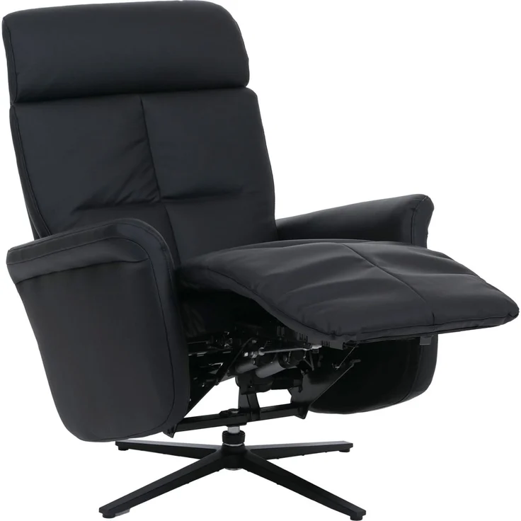 Relaxsessel HWC-L10, TV-Sessel Liegesessel, Liegefunktion drehbar, elektrisch verstellbar Voll-Leder ~ schwarz – Bild 7