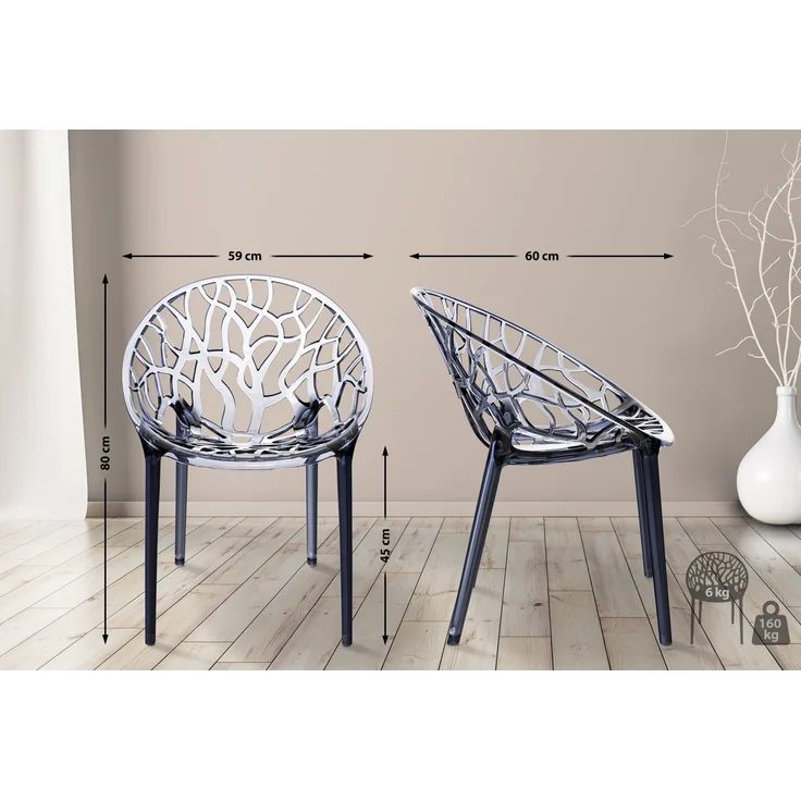 2er Set Stapelstuhl DENVER - Kunststoff Grau 59x60x80 cm | Stapelstühle Esszimmerstühle Gartenstuhl Stapelbar Stühle Garten Esszimmer Gewölbte – Bild 2