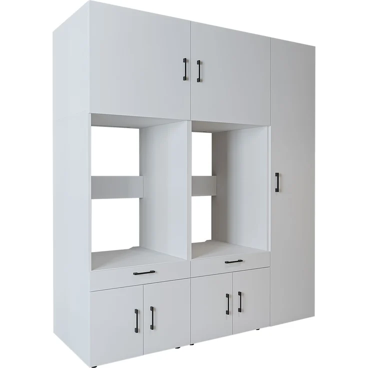 Roomart Überbauschrank Waschküche & Hauswirtschaftsraum SERIE 3 – 179 cm – mit Schubladen & Ausziehbrett • Weiß – Bild 8