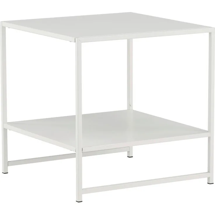 Livetastic Beistelltisch Weiß, Rechteckig aus Metall mit Stauraum, 50x50x50 cm