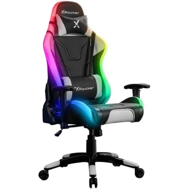 X Rocker Agility eSports Gaming-Bürodrehstuhl mit LED-Beleuchtung & App-Steuerung - schwarz/weiß
