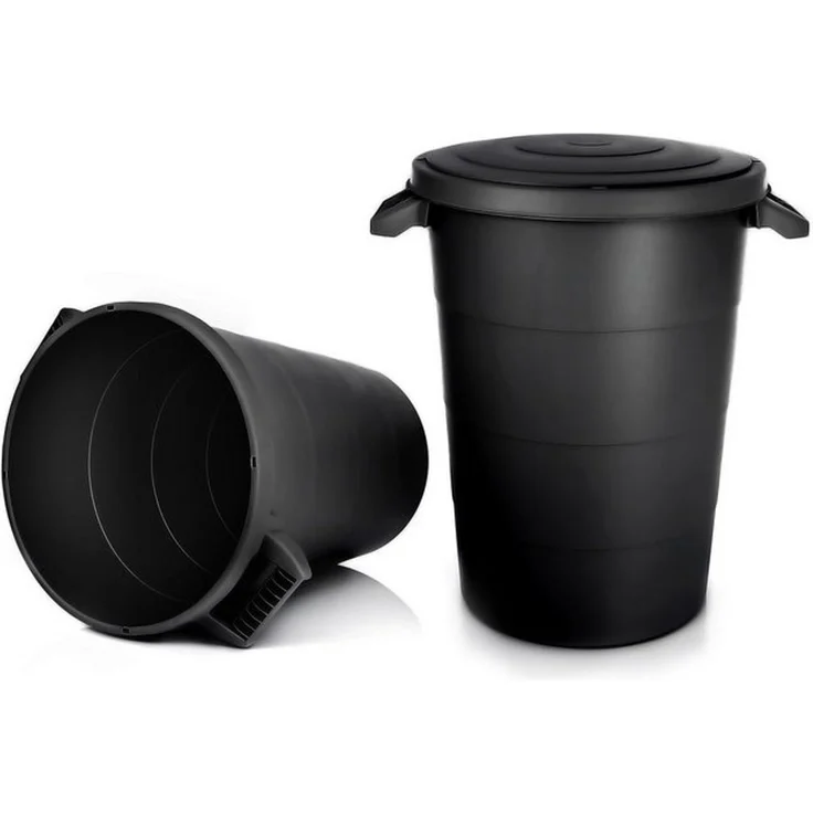 BigDean 2x wetterfeste Universaltonne mit Deckel und 2 stabilen Tragegriffen 80 Liter SCHWARZ - Regentonne Mülleimer - Indoor und Outdoor geeignet - Made in Europe – Bild 4