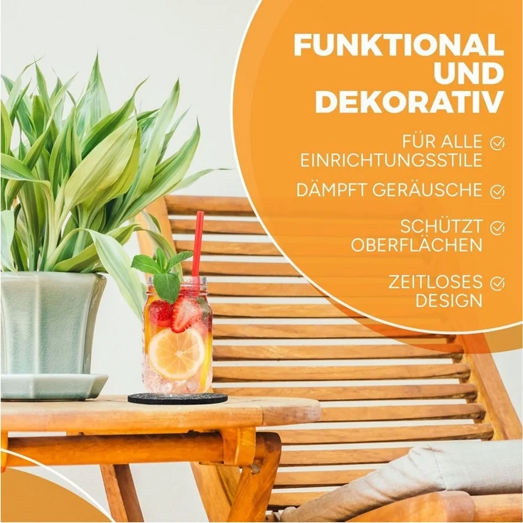 wortek Getränkeuntersetzer Filz-Untersetzer Rund für Gläser 10er Set + Box, Zubehör für Tisch & Gläser, Set, 10-tlg, waschbare Getränke Glasuntersetzer Gläser, Tischuntersetzer Filz 10 cm – Bild 4