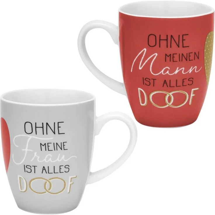 Sheepworld Tasse Tassen-Set Kaffeetasse Sheepworld Geschenkbox Geschenk Hochzeit DOOF, Material: Porzellan – Bild 1