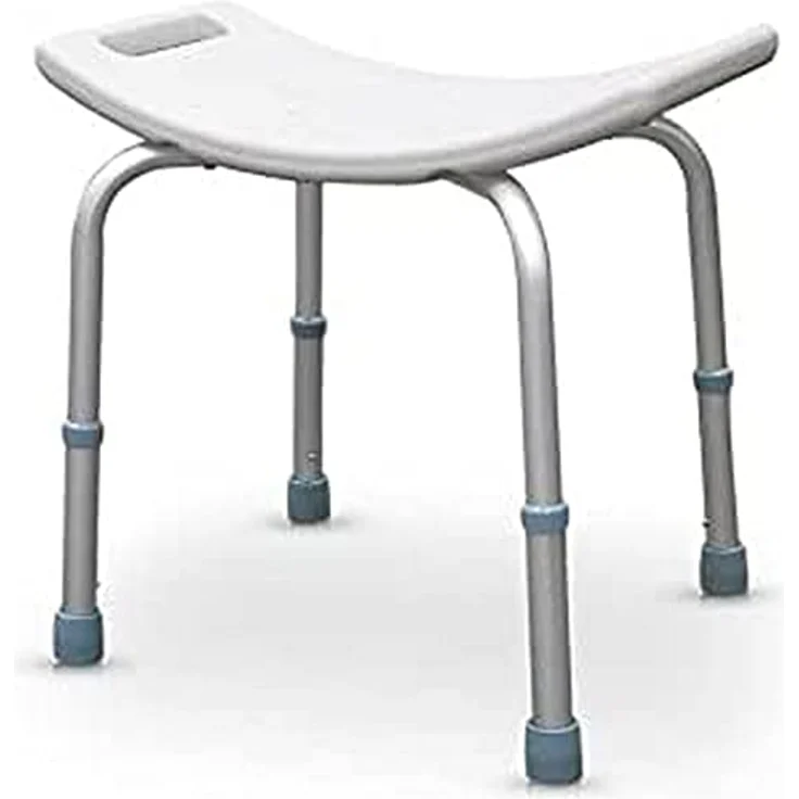 QUIRUMED Badezimmerhocker, höhenverstellbar, orthopädisch, PVC-Sitz, ergonomisch, rutschfeste Enden, weiße Farbe, für Senioren – Bild 2