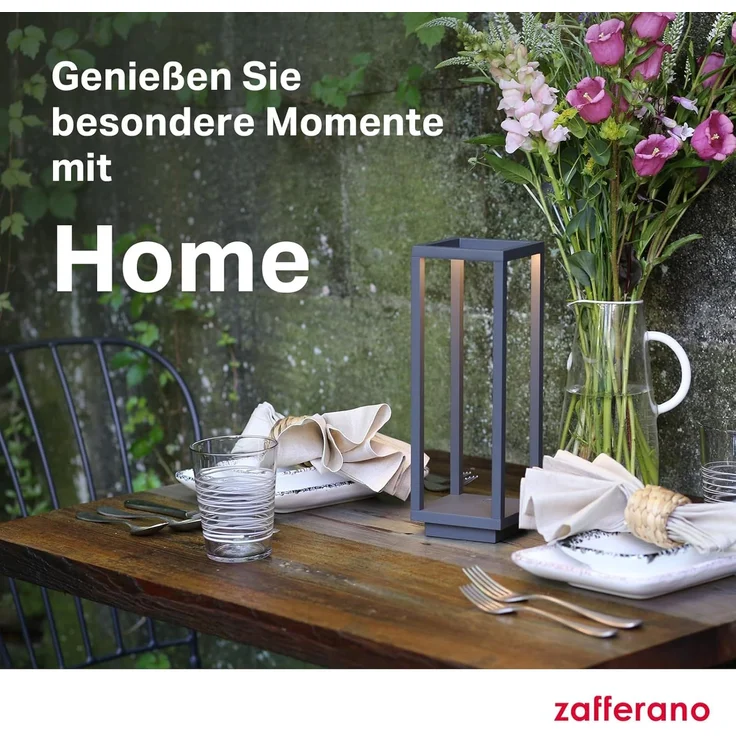Zafferano, Home Pro Lampe, Wiederaufladbare und Kabellose Tischlampe mit Touch Control, Geeignet für den Innen- und Außenbereich, Dimmer, 3000 K, Höhe 29,4 cm, Farbe Weiß – Bild 7