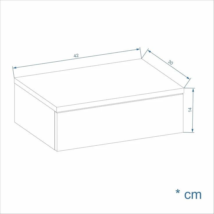 KOMTO Wandregal mit Schublade 2er Set Nachttisch Wandschublade Monaco 2 pcs, Wandschublade Nachtschrank Hängend, Monaco 46 x 30 x 15 cm – Bild 3