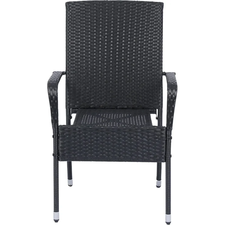 Juskys Polyrattan Gartenstühle Yoro 4er Set - mit Armlehnen & Rückenlehne - 4 Stühle stapelbar - Rattan Stuhl Garten - Stapelstuhl Schwarz – Bild 5