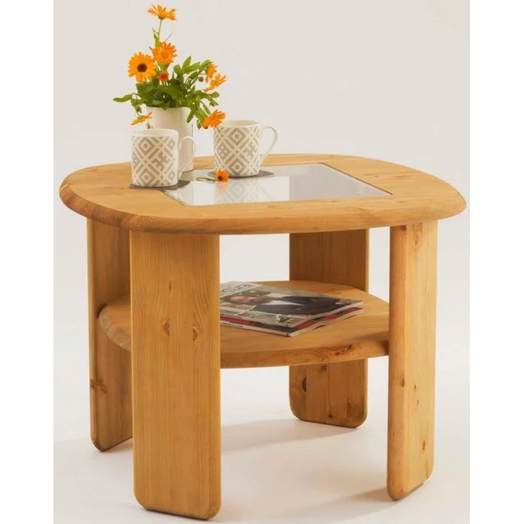 Home affaire Couchtisch Jayden 2, in zwei Größen, massives Kiefernholz mit Glaseinsatz – Bild 3