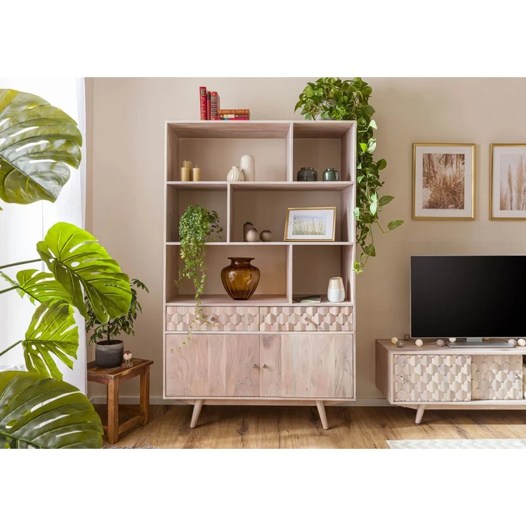 Regal Akazie 115x42x185 weiß lackiert MOSAYK #204 – Bild 3