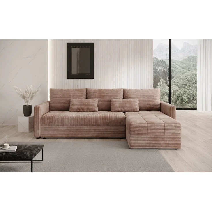 Luxusbetten24 Schlafsofa Designer Sofa Roma in Cord, mit Stauraum und Schlaffunktion