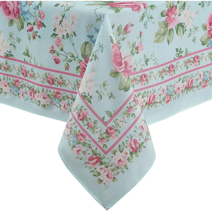 Elrene Home Fashions Rechteckige Tischdecke aus Stoff, Motiv: Frühling und Sommer, Vintage, Blumenmuster, Garten, Landhausstil, 152,4x213,4 cm