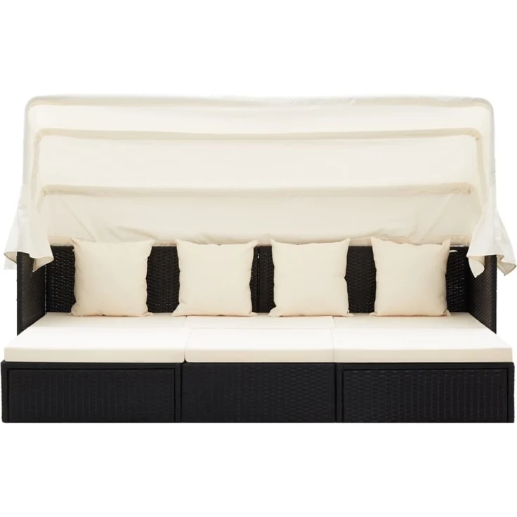 vidaXL Garten-Sonneninsel mit Dach Schwarz Poly Rattan 46156 – Bild 6