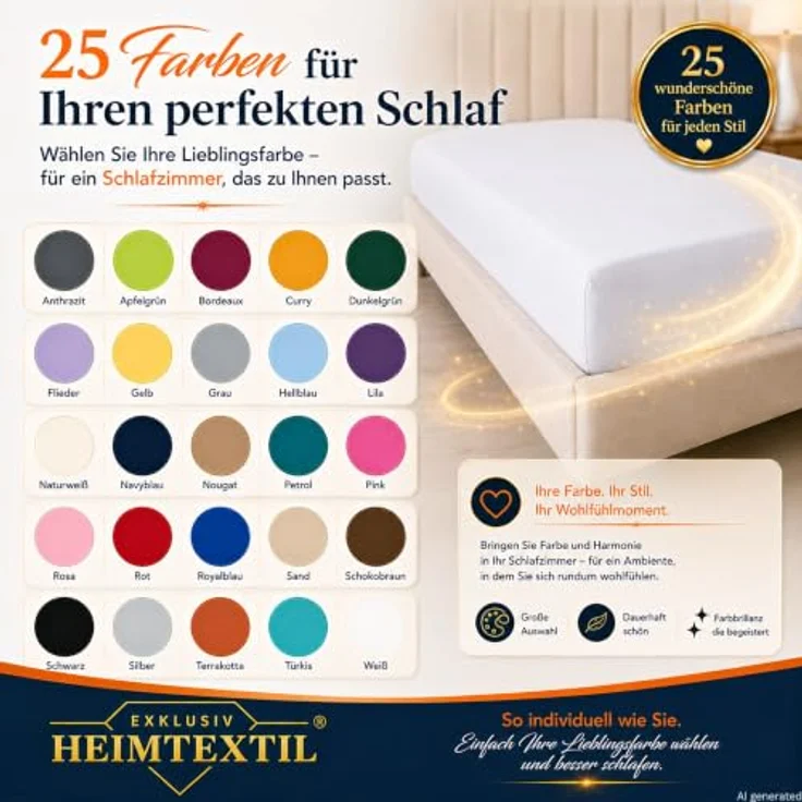 EXKLUSIV HEIMTEXTIL Jersey Spannbettlaken 140 x 200 cm Rot 100% Baumwolle Öko - Tex Zertifiziert Bed-Sheet Bettlaken Spannbetttuch – Bild 9