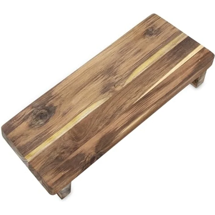 Spetebo Tablett Teakholz Dekotablett rechteckig mit Füßen, Teakholz, (Anzahl, 1-tlg, 1x Tablett), Naturprodukt – Bild 5