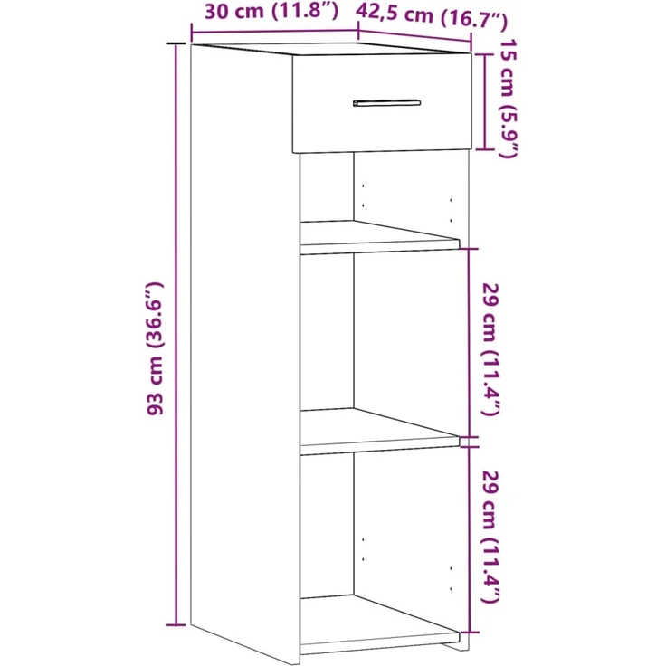 vidaXL Sideboard Braun Eichen-Optik 30x42,5x93 cm Holzwerkstoff 846312 – Bild 10