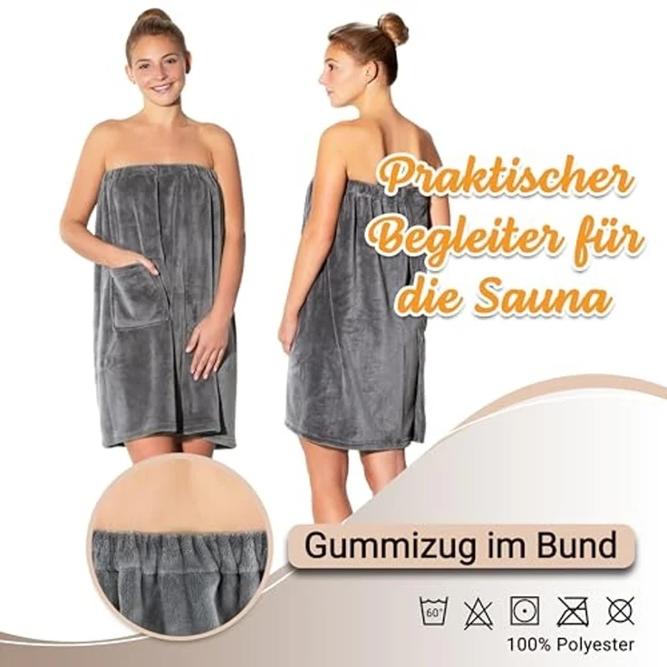 ZOLLNER Saunakilt für Damen aus Mikrofaser, L/XL, grau – Bild 3