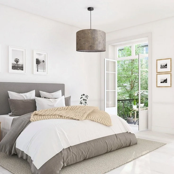 Paco Home Pendelleuchte Hugo Pillar, ohne Leuchtmittel, Pendelleuchte Wohnzimmer Stofflampe Rund Esszimmer Vintage Retro – Bild 1