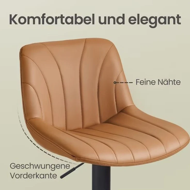 VASAGLE Barstuhl 4er Set, Küchenhocker, 88-108 cm höhenverstellbar, Barhocker, drehbar, mit Fußstütze, PU-Bezug, braun – Bild 5