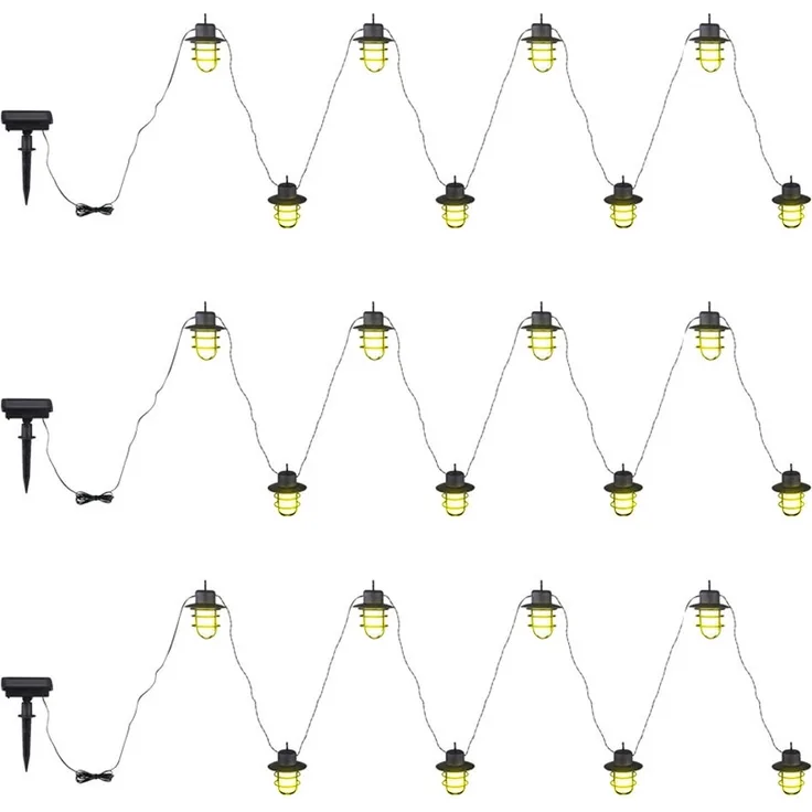 LED Solar Lichterkette, 24 Laternen Flammeneffekt, L 200cm