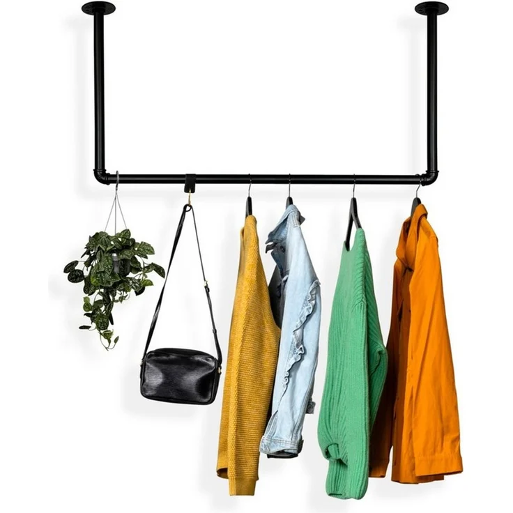 RSR Hangers Kleiderstange U-Form Garderobe Industrial Design Deckenmontage Schwarz – Bild 1