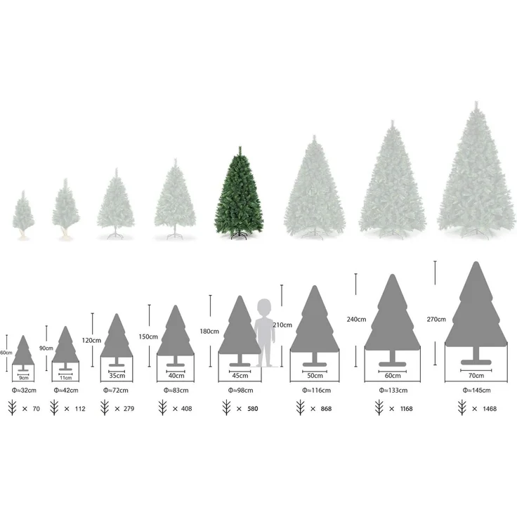 SALCAR 180 cm Künstlicher Weihnachtsbaum, Nordmanntanne, PVC Tannenbaum mit 580 grünen Spitzen, Klapp-Schirmsystem, Ø 98 cm – Bild 8