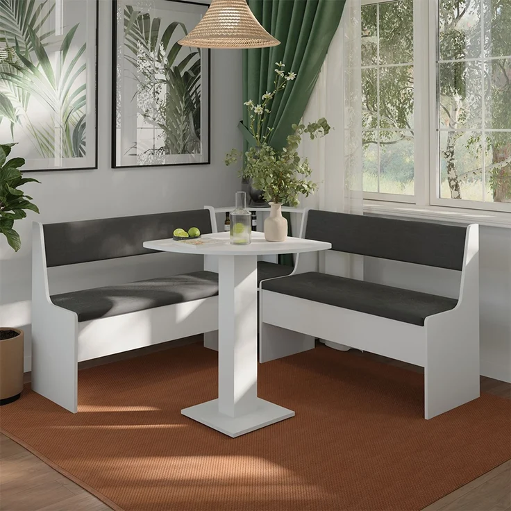 Vicco 'Roman' Eckbankgruppe mit Tisch, Weiß, 150 x 150 cm – Bild 3